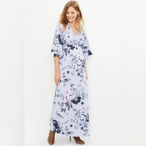 Jessica Simpson Blue Floral Wrap MATERNITY DRESS- Size Small